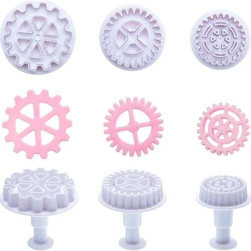 Polymer Clay Cutters Steampunk Cogs Clock Wheel Fondant Molds Plunger Cutting Cookie Crafting Decoration Pottery Ceramic Tools