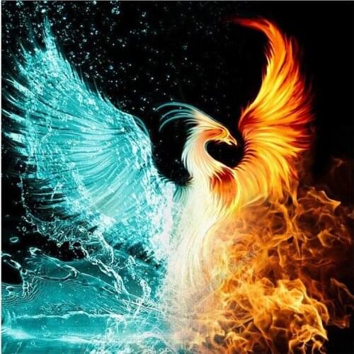 Full Square Round Drill 5D DIY Diamond Painting Water fire phoenix 3D Embroidery Cross Stitch 5D Decor FF2408