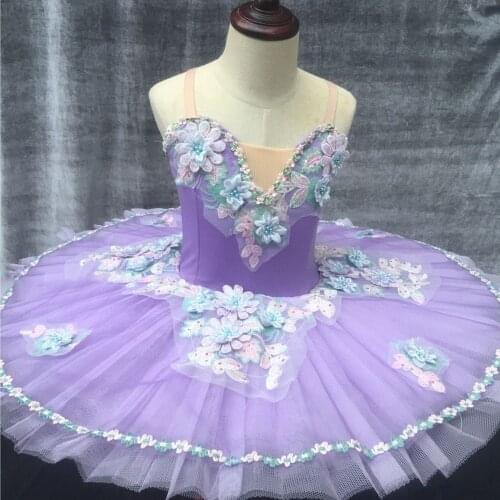 Purple Professional Ballet Tutu Flower Lace Ballet Tutu Child Kids Adult Women Ballerina Party Dance Costumes Girls Ballet Dress