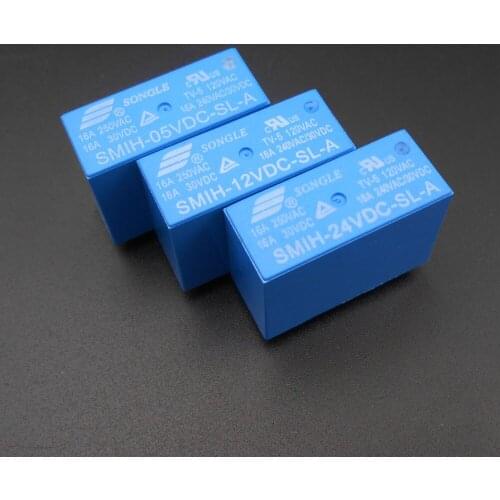 100Pcs SONGLE Power Relay 6 Pins SMIH-05VDC-SL-A SMIH-12VDC-SL-A SMIH-24VDC-SL-A SMIH DC 5V 12V 24V Normally OPEN 16A 6-Pin NEW