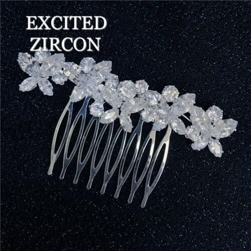 Rhinestone flowers and stars bride wedding hair comb girl exquisite zircon crystal hair accessories jewelry wedding