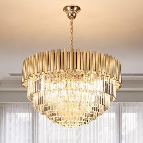 Top Luxury Modern Chandelier Crystal Light Living Room Dining Room Gold Steel Lighting Fixtures LED Lustres De Cristal