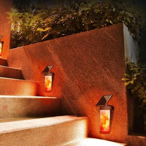 Flame Led Solar Light Outdoor Waterproof Lighting For Garden Decoration Wall Three Modes Powered Solar Lamp Outdoor