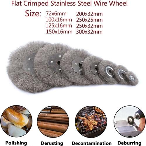 1pc Steel Wire Brush 75/100/125/150/200/250/300mm Wire Wheels Brush Round For Bench Grinder Rust Removal Deburring Tools