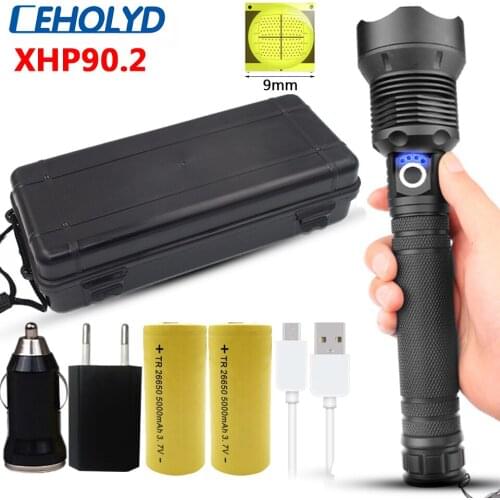 Xhp90.2 High Quality Tactical Led Flashlight Usb Rechargeable 18650 or 26650 Battery Torch Lantern Zoomable Aluminum Waterproof