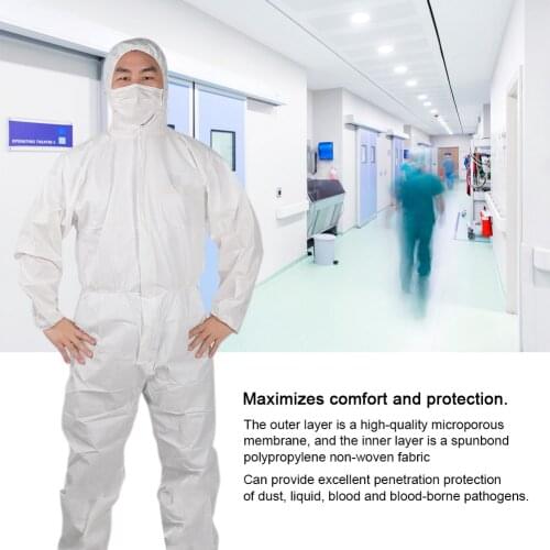 Protection Suit Particle Liquid Splash Resistant Clothing Polypropylene Nonwoven Overall White Full Chemical Industry Protection