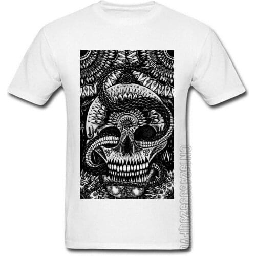 Factory Wholesale Men T Shirt Skull Snake Mandala Printed Funny Tops & Tees Cotton Crewneck Short Sleeve Casual Tshirts Dropship