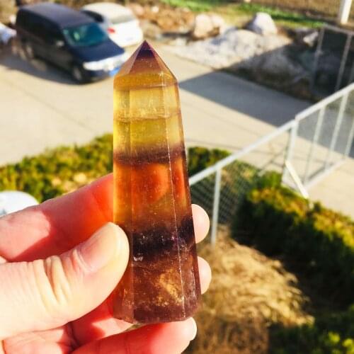 1PCS Natural Polished yellow fluorite Points Obelisk Crystal Wand Healing Crystal Tower