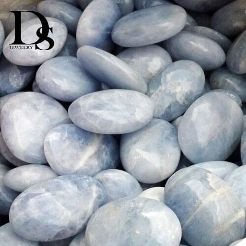1pcs Natural Blue Celestite Tumbled Worry Stone Oval Crystal Palm Stone Reiki Healing Chakra,Wicca Crystal
