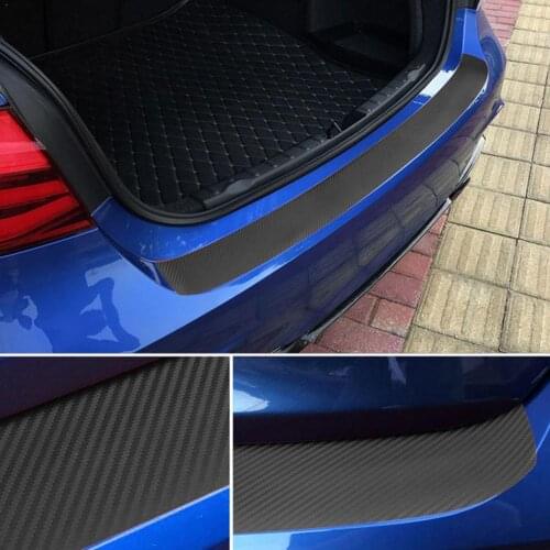 1pcs Universal Car Door Sill Carbon Fiber Sticker Rear Protective Anti Scratch Trunk Film Pedal Kick Guard Strip Protection M4R8