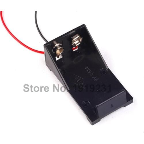 10PCS Small Plastic battery case shell 9V Clip Storage Holder Box Case Black With Wire Lead Without cover