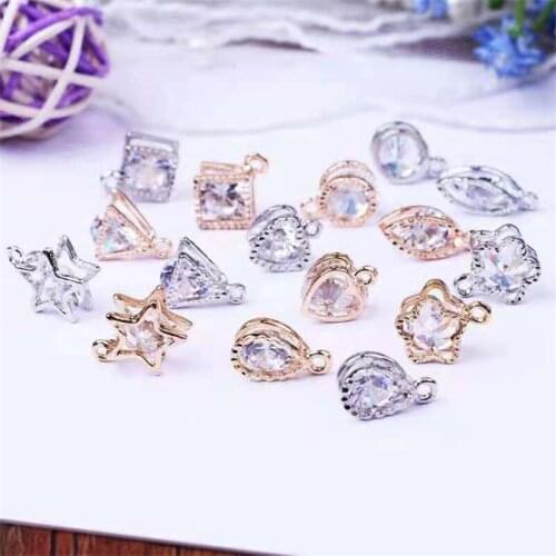 10PCS Necklace Earrings Alloy Zircon Pendant Handmade DIY Hair Accessories Material Kit Accessories Earrings Earrings Ear Clips