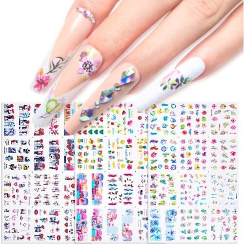 12 Patterns Dreamcatcher Water Sticker Set Feather Owl Color Flowers Nail Art Transfer Decals Tips Watermark Slider Manicure