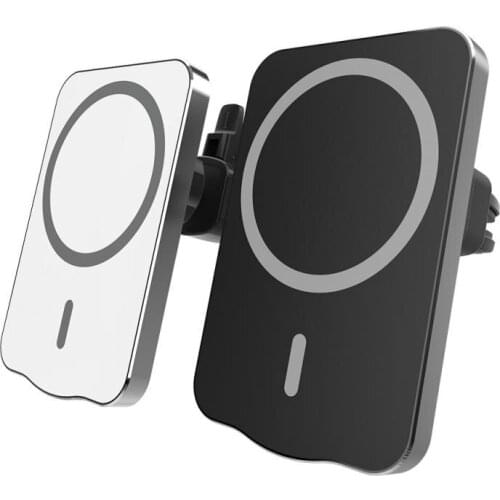 15W Magnetic Wireless Car Charger For IPhone12 Aluminum Alloy Car Wireless Charging Charger Outlet Car Mobile Phone Holder Stand