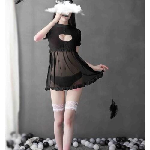 2020 Hot Sale Newest Women Sexy Lingerie Nightdress Tulle Backless Perspective Halter Neck Bride Home Wear Sleepwear Nightgowns