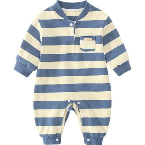 2021 Newborn Baby Girl Boy Soft Cotton Clothes Romper for bebe Jumpsuit Long Sleeve Spring Autumn Outfit Striped Infant Clothing