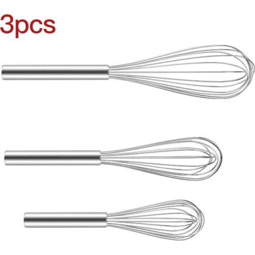 3pcs Stainless Steel Whisk Rust-proof Wire Set Egg Beater Manual Sturdy Kitchen Egg Whipper