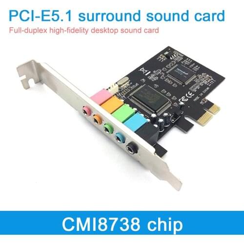 5.1 Internal Sound Card for PC Windows 10 3D Stereo PCI-e Audio Card CMI8738 Chip 32/64 Bit Sound Card PCI Express Adapter