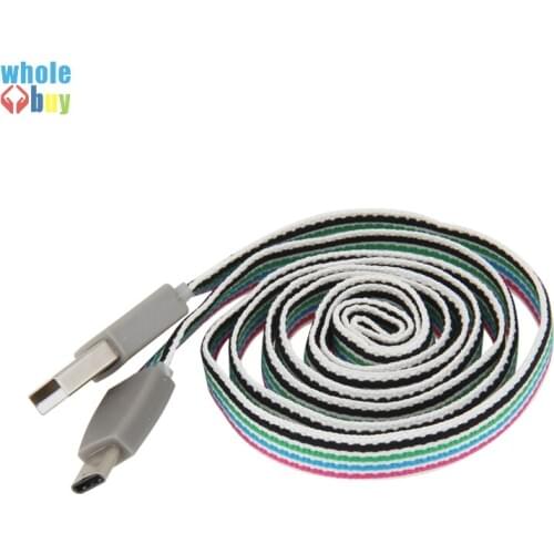 500pcs USB Type C Cable 1m cotton Knitting Cable For Huawei Mate 20 P30 Mobile Phone USBC Fast Charging Charger Cord USB-C Cable