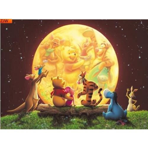5D DIY Round Diamond Painting Full Square Drill Diamond Embroidery Winnie The Pooh Bear Tiger Pattern Cross Stitch