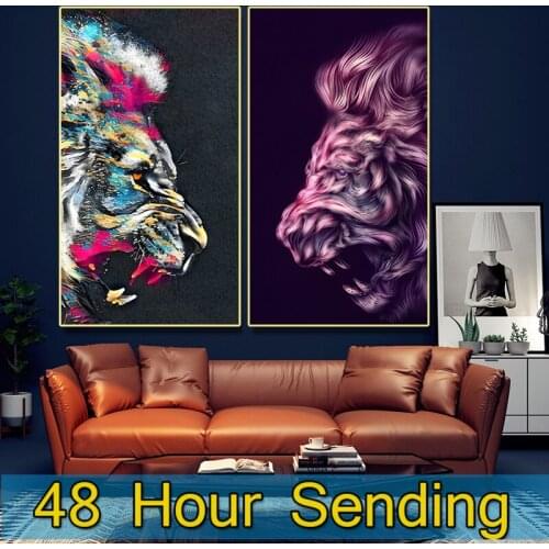 Canvas Roaring Lion Poster A Painting for the Wall Abstract Living Room Cuadros Animal Wall Art Paintings Anime Home Decoration
