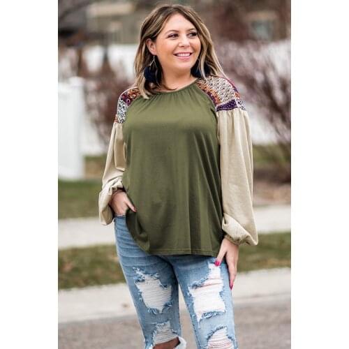 Green Color Block Puff Long Sleeve 5XL Plus Size Women Clothing Tops Blusas Feminina Camisas Blouse 2021 De Casual Ladies Shirts