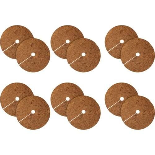 BMBY-12 Pcs 11.8inch Coco Coir Fiber Tree Mulch Ring Protector Mat- Coco Liner Mulch Mat for Disc Plant Cover Flower Pot