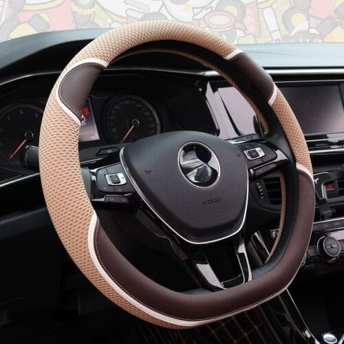 Ice Silk Car Steering Wheel Cover D Shaped Cartoon Panda Handlebar Cover 38 CM for Audi TT for Volkswagen VW Mk7 GOLF BYD DS