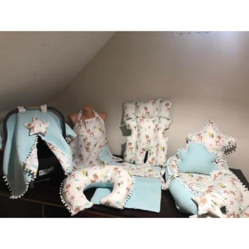 -Baby Bed Pike-müslin Fabric 11 Piece Set Full Organic Cotton