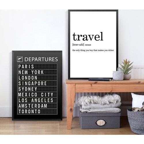 AIRPORT BOARD Destination Board Posters Canvas Prints , Travel Board Quotes Art Painting Pictures Honeymoon Travel Decoration