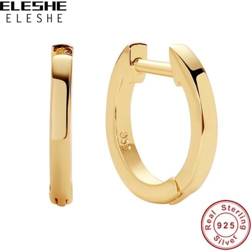 ELESHE 2021 Wholesale Simple Wedding Engagement Earrings For Women 925 Sterling Silver Circle Hoop Earrings Trendy Bijoux