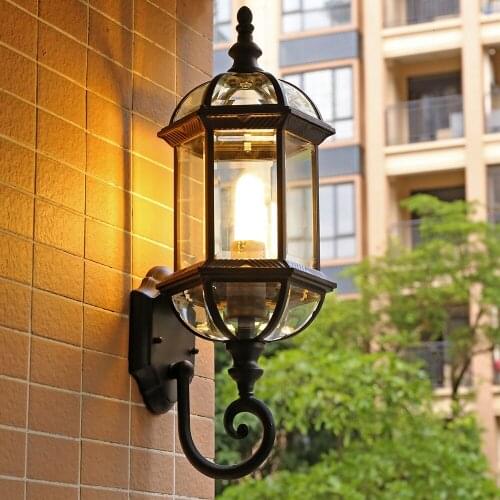 European antique outdoor balcony aisle staircase led outdoor waterproof wall lamp