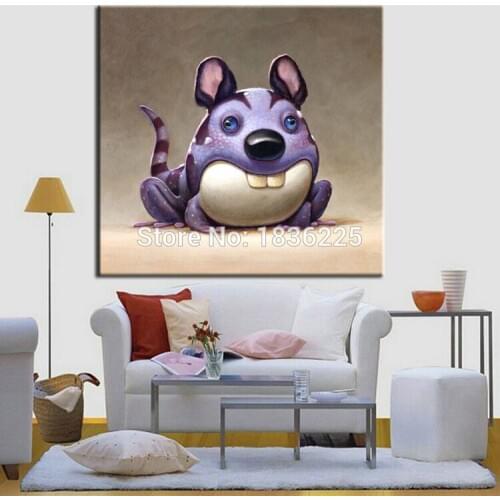 Best selling handmade items cartoon funny animals mouse and cat modern painting colorful for Living Room bedroom set design