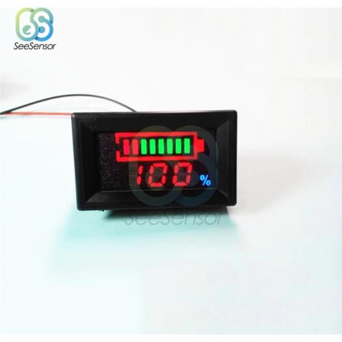 12V Car Lead Acid Battery Charge Level Indicator Lithium Battery Capacity Tester Meter LED Digital Voltmeter Voltage Tester