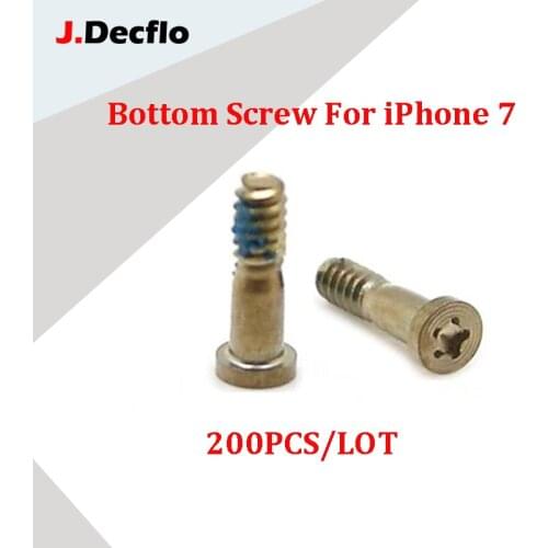JDecflo 200Pcs/Lot Back Cover Screw New Bottom Dock Connector Five Star Pentalobe Screws For iPhone 5 5S 6S 6 Plus 7 8 Repair