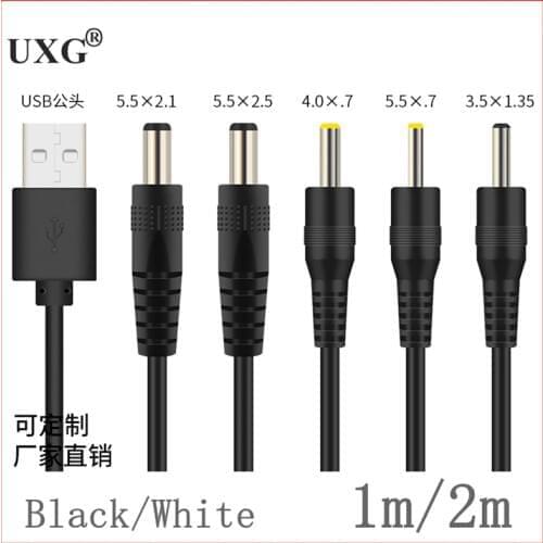 2m USB to DC 3.0X1.1mm 2.0*0.6mm 2.5*0.7mm 3.5*1.35mm 4.0*1.7mm 5.5*2.1mm 2.5mm 5V 2A DC Barrel Jack Power Cable Connector 1M