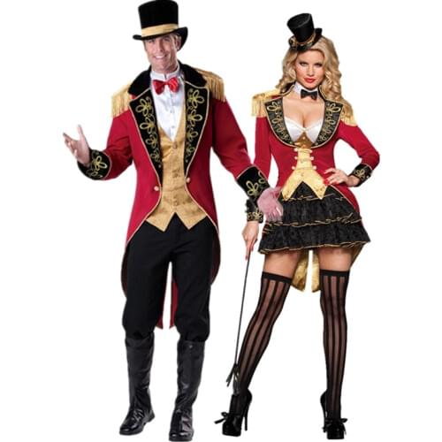 Halloween Circus Performance Stage Suit Wild Animal Trainer Cosplay Costume Carnival Purim Masquerade Couple Party Dress