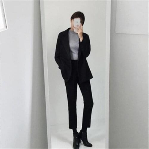 Fashion casual small suit suit female spring New Large size temperament loose nine pants suit two suit women size XS-3XL