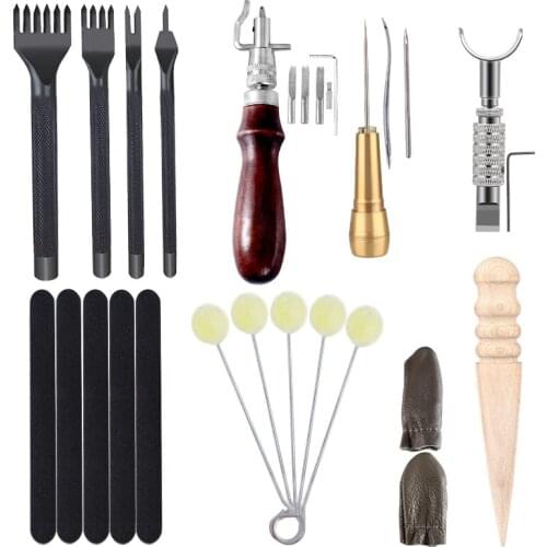 Imazy Leather Hole Punches Adjustable Stitching Groover And Creasing Edge Beveler DIY Handmade Leather Craft Tool