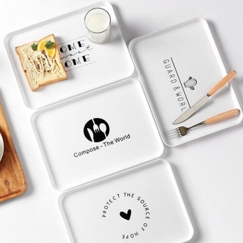 Square Storage Tray Plate Cute Plastic Fruit Snack Plate Breakfast Dinner Dishes Decorative Jewelry Display Tray Dessert Tray