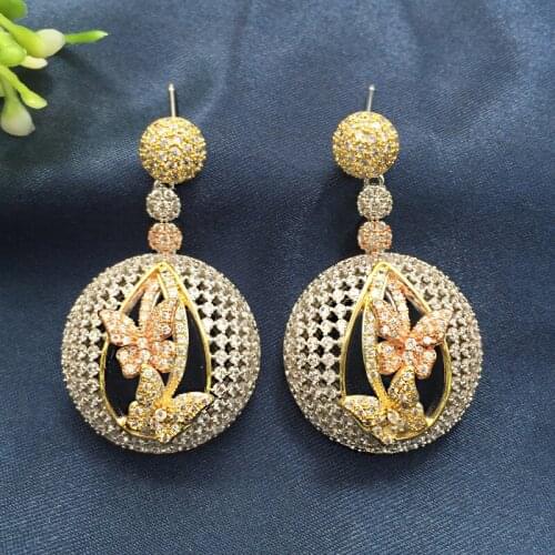 Lanyika Fashion Jewelry Luxury Neoteric Circle Cross Distinctive Earrings Full Zircon Micro Plated Wedding Birthday Best Gift