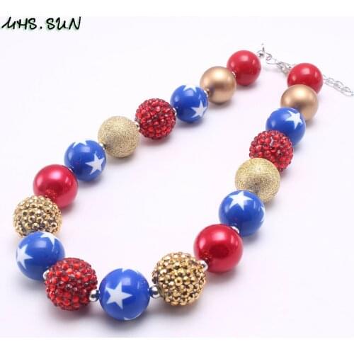 MHS.SUN New Girls Chunky Necklace Kids Beads Necklace Fashion Chunky Bubblegum Necklace For Child Toddler Jewelry