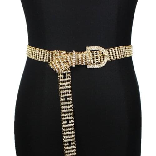 Fashion Handmade Rhinestone belt Bright bride wide diamond waist Long chain belt rhinestones Pearl Belts Luxury womens rhinesto