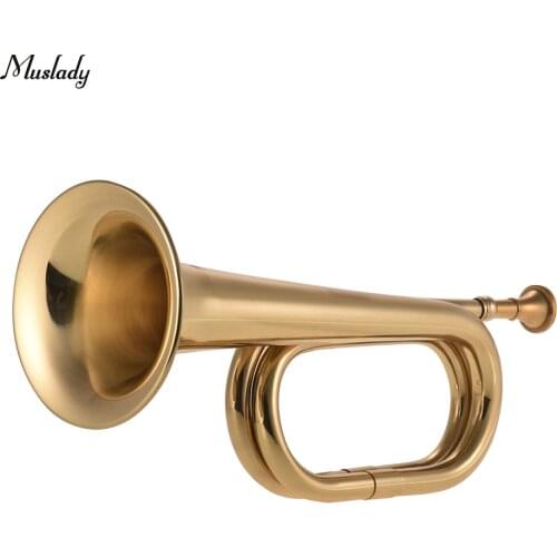Muslady B Flat Bugle Call Trumpet Brass Cavalry Horn with Mouthpiece for School Band Cavalry Military Orchestra
