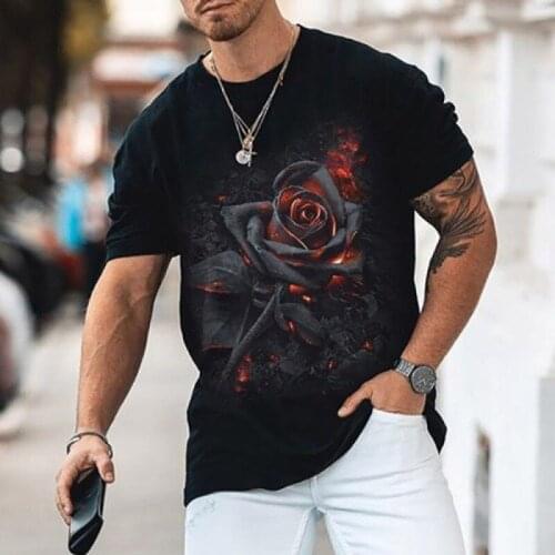 2021 Casual Short Sleeve Rose Black T-shirt Mens Summer O-neck Solid Color Oversized Loose Tops