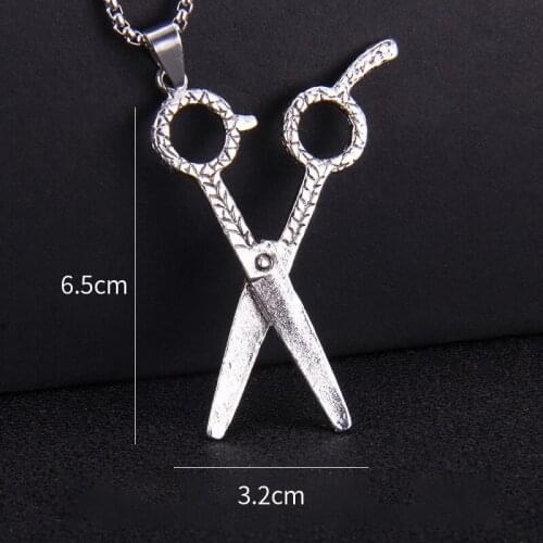 Mens European and American Punk Scissors Necklace Pendant Metal Creative Hip Hop Nightclub Street Accessories