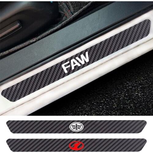 4PCS Car Door Sill Anti kick Stickers Carbon Fiber Auto Door Sticker For FAW Group Besturn Junpai Bora Vita Xiali Hongqi Admiral