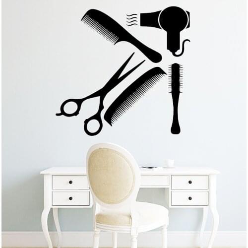 Diy Salon Sticker Hairdressing Decor Wall Decal For Hairdresser Room Wall Stickers Barber Vinyl Decal Wallpaper vinilos barberia