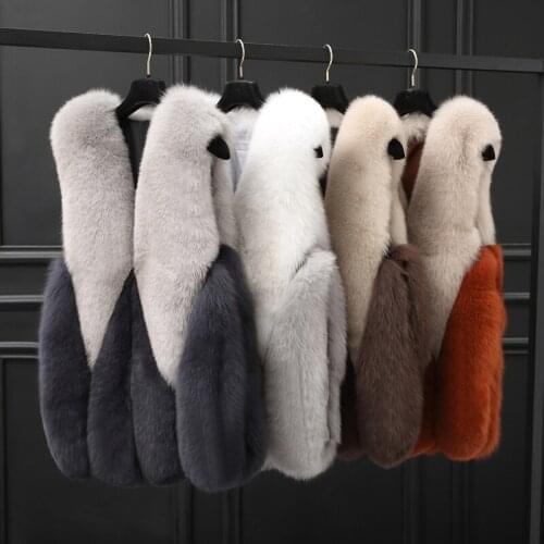 Real Coat Women Winter Clothes Warm Slim Jacket Korean Vintage Fox Fur Waistcoat Chalecos Para Mujer ZL695