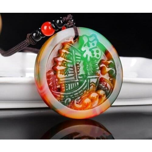 Natural Jade Color Hand-carved Smooth Sailing Pendant Fashion Boutique Jewelry Men and Women Multicolor Necklace Popular Gifts